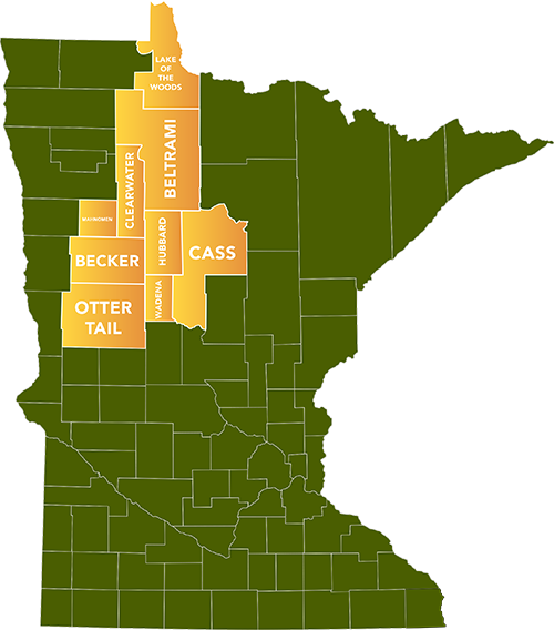 Service area highlighted in Minnesota